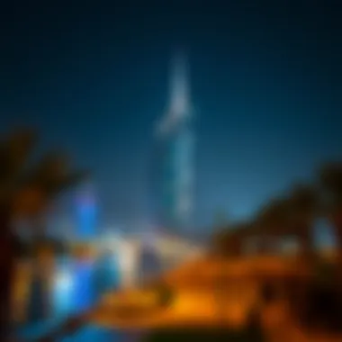 Nighttime Illumination of Beach Isle Tower Nighttime illumination of Beach Isle Tower and surroundings