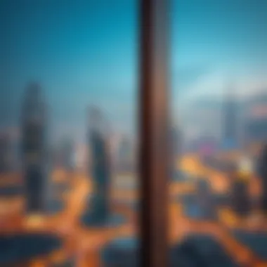 Panoramic view of Dubai skyline from a business center