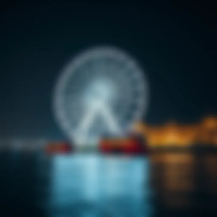 Dubai Wheel Illuminated at Night Illuminated Dubai Wheel at night, highlighting its cultural significance