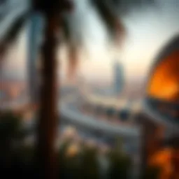 A panoramic view of ميدان دبي showcasing its modern architecture and urban landscape