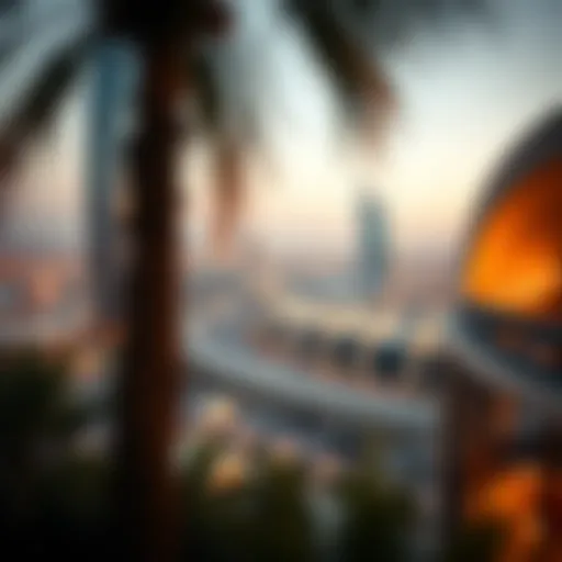 A panoramic view of ميدان دبي showcasing its modern architecture and urban landscape