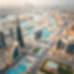 Stunning aerial view of Dubai's International City showcasing its unique architecture
