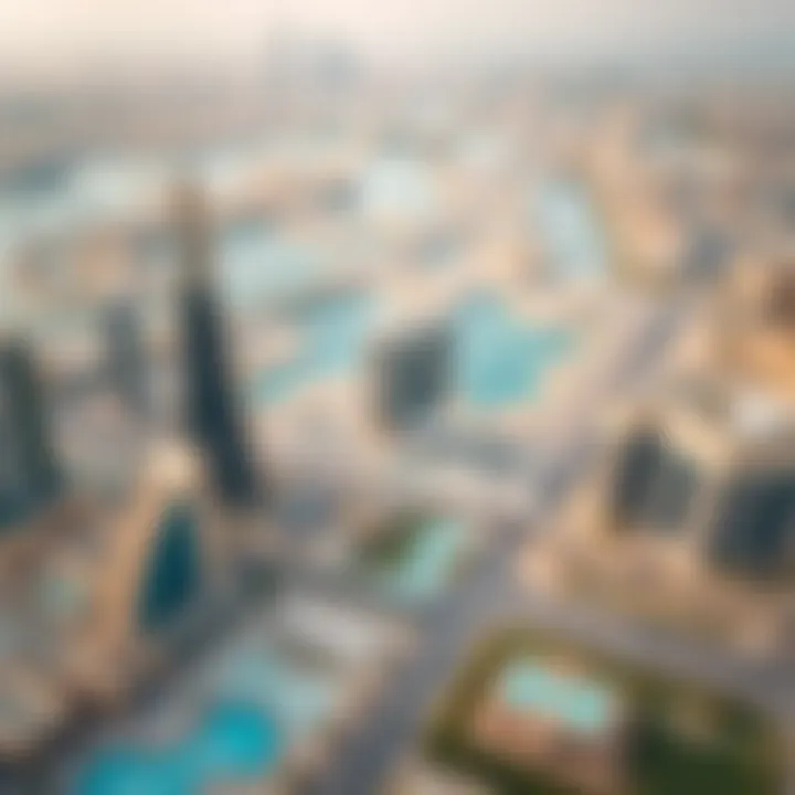 Aerial View of International City Stunning aerial view of Dubai's International City showcasing its unique architecture