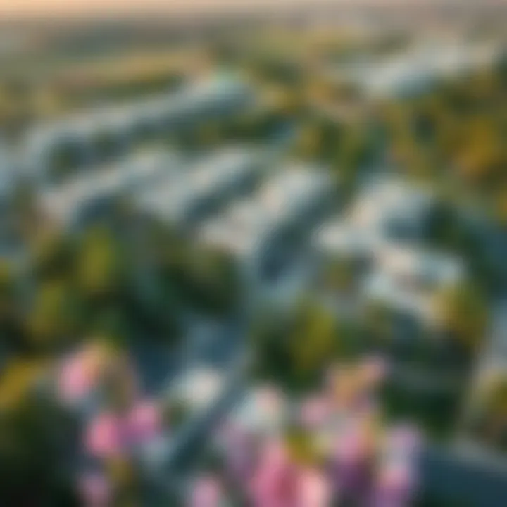 Aerial view of the Green Community showcasing lush greenery and modern homes