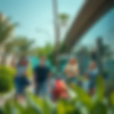 Vibrant Lifestyle in the Green Community Vibrant community lifestyle with residents enjoying outdoor activities