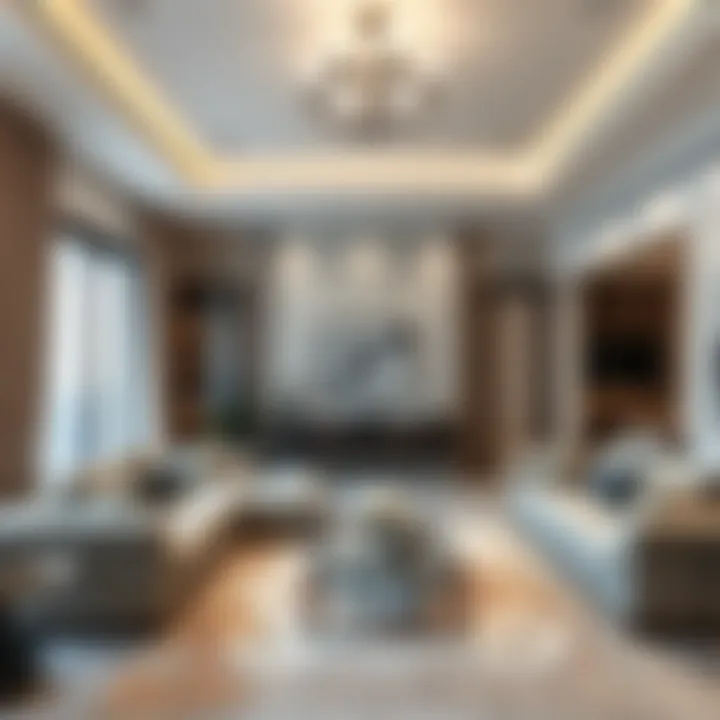 Modern Living Room Design in the UAE A modern living room showcasing a blend of traditional and contemporary design elements