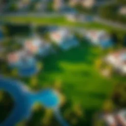 Aerial view of Emirates Hills showcasing the lush greenery and luxury villas
