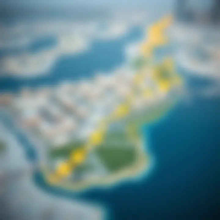 Map highlighting the geographical context of Tilal Al Ghaf in Dubai