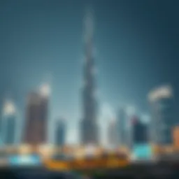 The iconic Burj Khalifa towering over the Dubai skyline