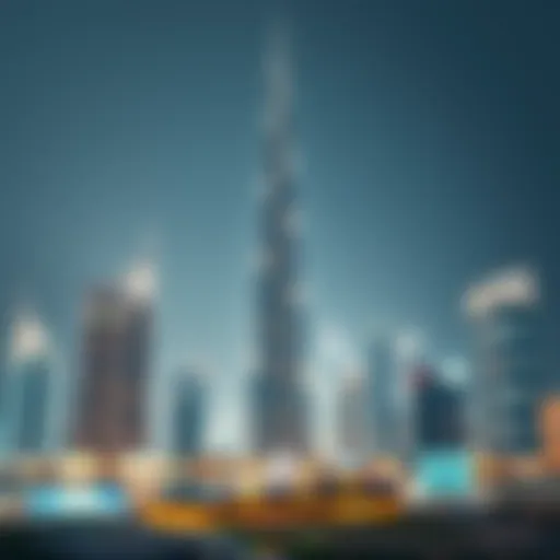The iconic Burj Khalifa towering over the Dubai skyline