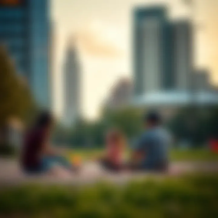 Family enjoying leisure activities in the parks of Motor City