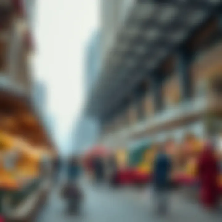 Modern outdoor market bustling with activity