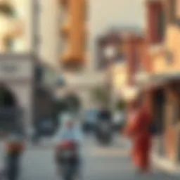 A vibrant neighborhood showcasing the cultural diversity of Dubai.
