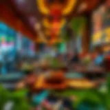 A vibrant dining scene showcasing a variety of cuisines in Festival City