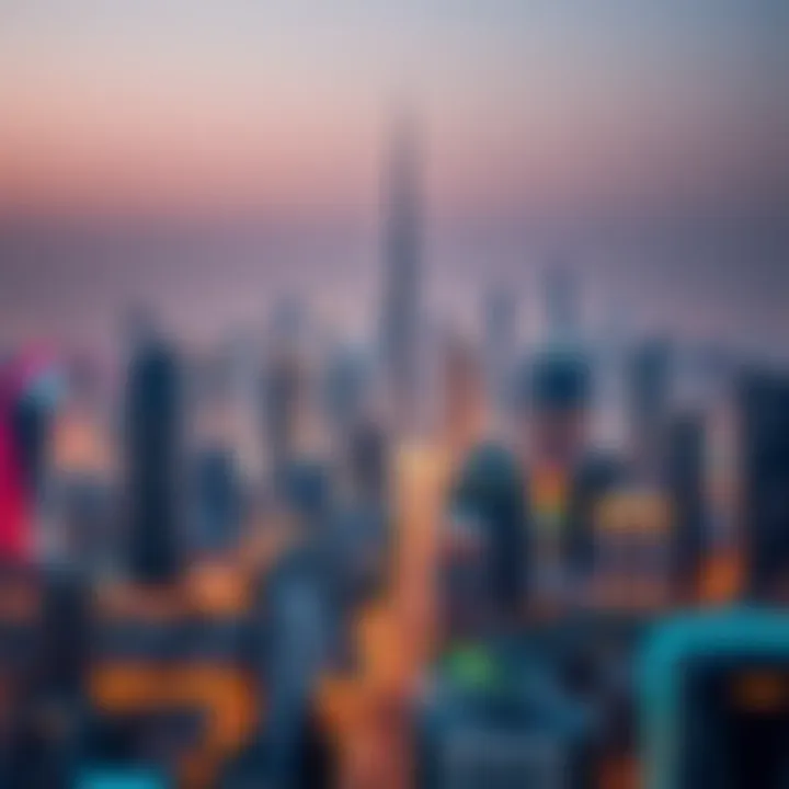 A skyline view of Dubai with emphasis on business districts