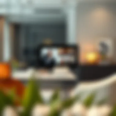 Virtual Meeting from a Chic Office A business professional engaging in a virtual meeting from a stylish office