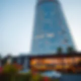 Stunning exterior view of HHHR Tower against a clear sky