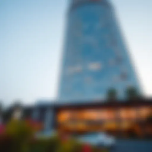 Stunning exterior view of HHHR Tower against a clear sky
