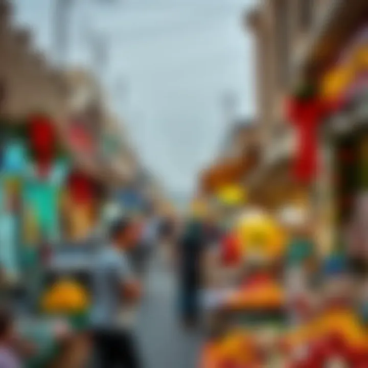 A vibrant marketplace during holiday season