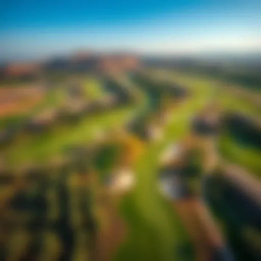 Aerial view of the Jumeirah Earth Course showcasing its lush green landscapes