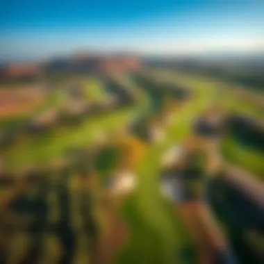 Aerial View of Jumeirah Earth Course Aerial view of the Jumeirah Earth Course showcasing its lush green landscapes