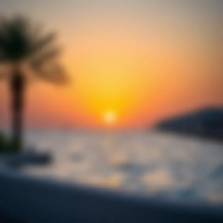 Tranquil Sunset at La Mer Dubai Beach Sunset view over the tranquil waters of La Mer