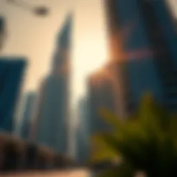 A modern skyscraper in Dubai reflecting the sun's rays, symbolizing the booming real estate market.