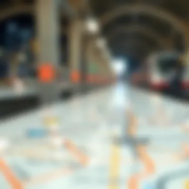 Key Stations of the Dubai Metro Network Map highlighting key metro stations