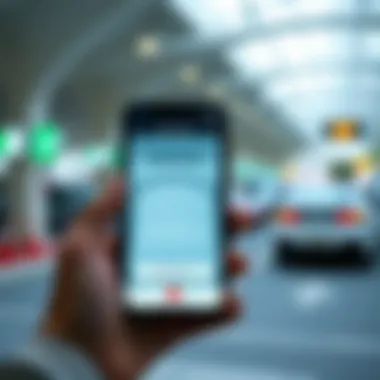 Mobile Parking Application Interface Smartphone displaying a mobile parking application in use