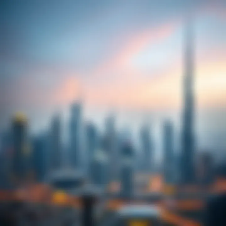 Dubai Skyline with Offplan Developments Aerial view of Dubai skyline showcasing offplan developments