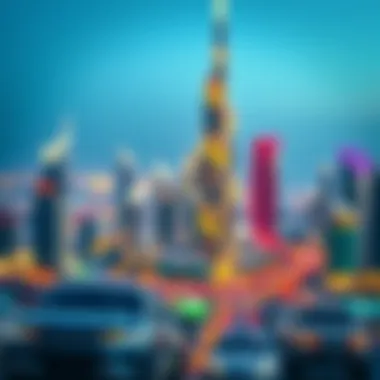 Dubai Skyline During Festivities City skyline of Dubai during festive season