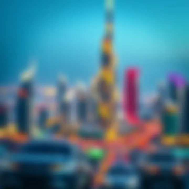 Dubai Skyline During Festivities City skyline of Dubai during festive season