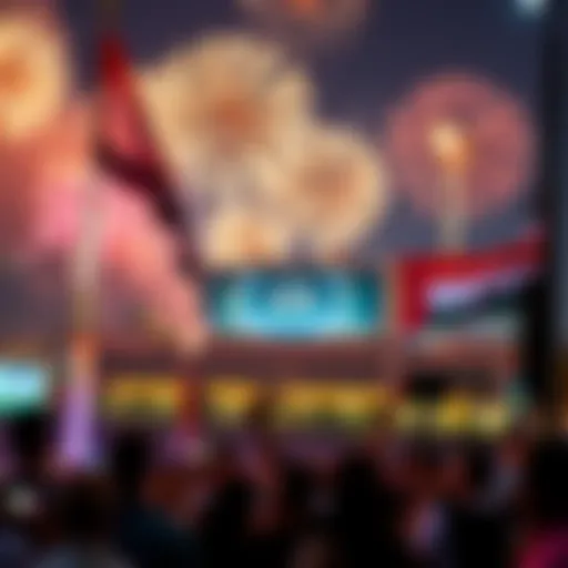 UAE National Day Celebrations Celebration of UAE National Day with fireworks