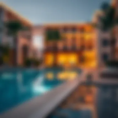 Resort-style Pool Area in Town Square Luxurious pool area at Safi Apartments