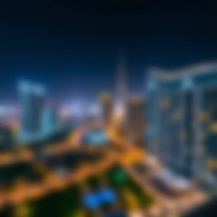 Night view of Sky View with city lights creating a vibrant atmosphere