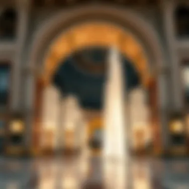 Intricate Design Elements of the Dubai Mall Fountain Entrance Close-up on the intricate design elements of the Dubai Mall Fountain entrance