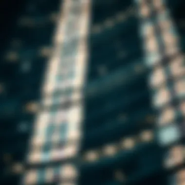 Close-up of the LED light installations on the Burj Khalifa's facade