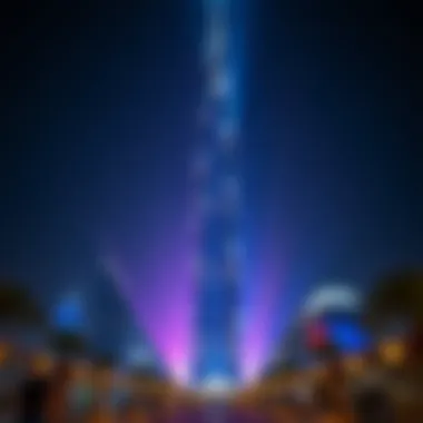 Spectacular light show at the Burj Khalifa during a special event