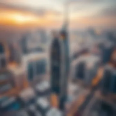 Thumam Building Against Dubai's Iconic Skyline Aerial view of Thumam Building in the context of Dubai's skyline