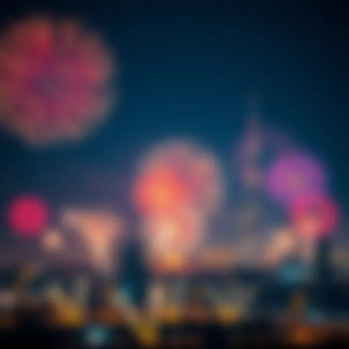 Vibrant Fireworks Display Over Dubai Colorful fireworks bursting in the night sky over Dubai