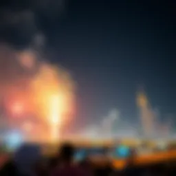 Spectacular fireworks illuminating Dubai skyline