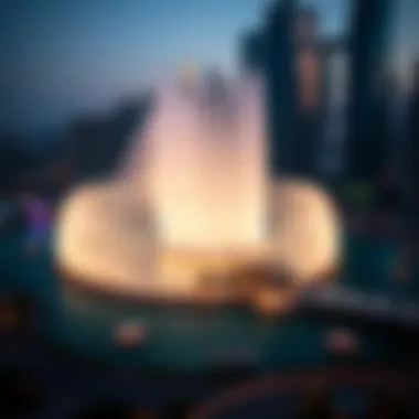 View of the Dubai Fountain from a nearby observation point