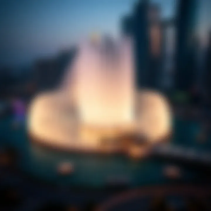 View of the Dubai Fountain from a nearby observation point