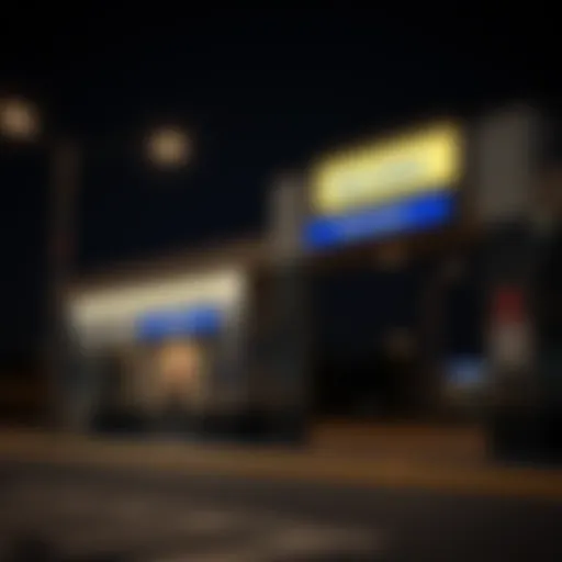 Metro station entrance at night