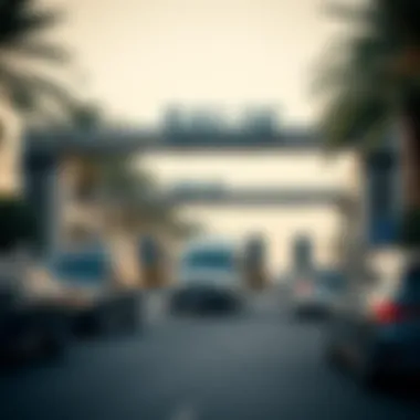 Salik toll gate with cars passing