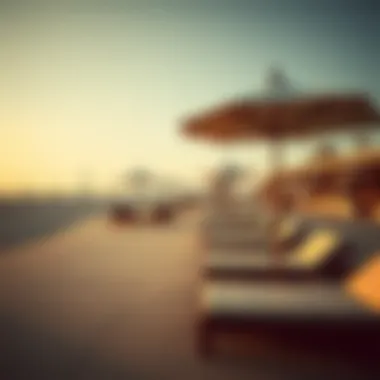 Relaxing lounge area with beach umbrellas and sunbeds