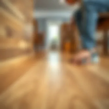 Craftsmanship in Wooden Parquet Installation Close-up of wooden parquet installation showcasing craftsmanship.