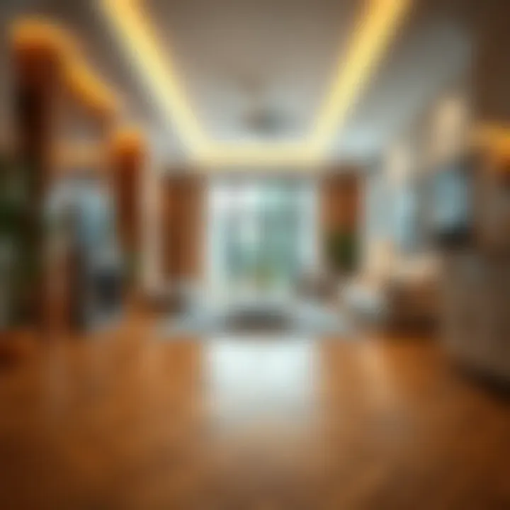 Enhancing Ambiance with Wooden Parquet Luxurious interior featuring wooden parquet enhancing the ambiance.